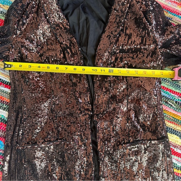 Express Brown Sequined Blazer Small - Picture 9 of 10